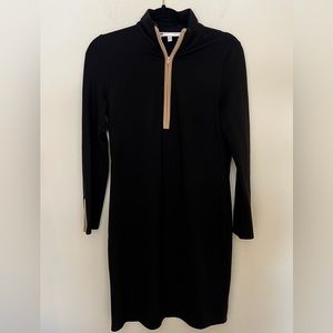 Jude Connally Anna Dress Jude Ponte Knit Black With Tan Size Small Long Sleeve